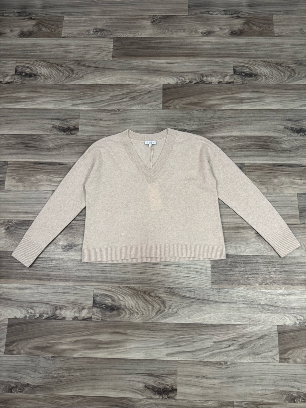 NWT J. Society Cashmere Lurex V-Neck Sweater in Wheat Size Medium